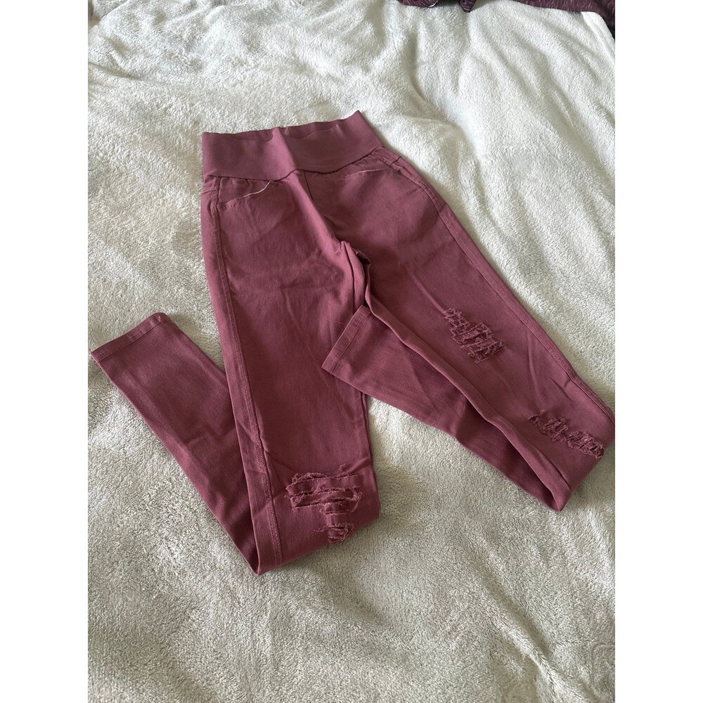 Woman's Jeggings Distressed Venetian Red pink valentines teens juniors jeans